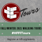 HFFI Tours Walking Tours logo with hashtag and event registration link